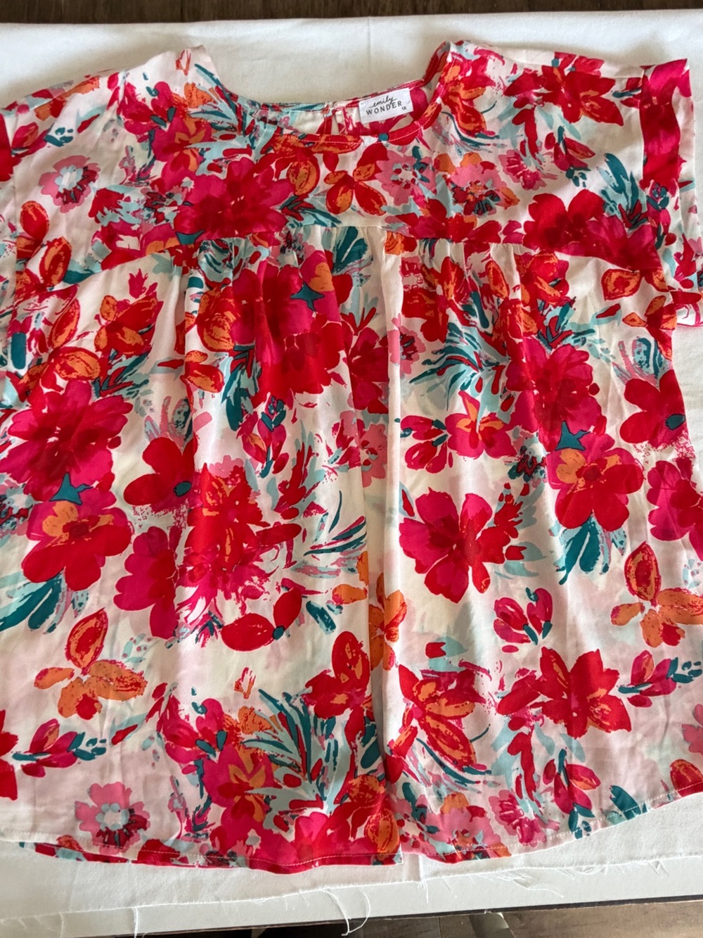 Emily Wonder  Floral Blouse - Pink, 1X LIKE New